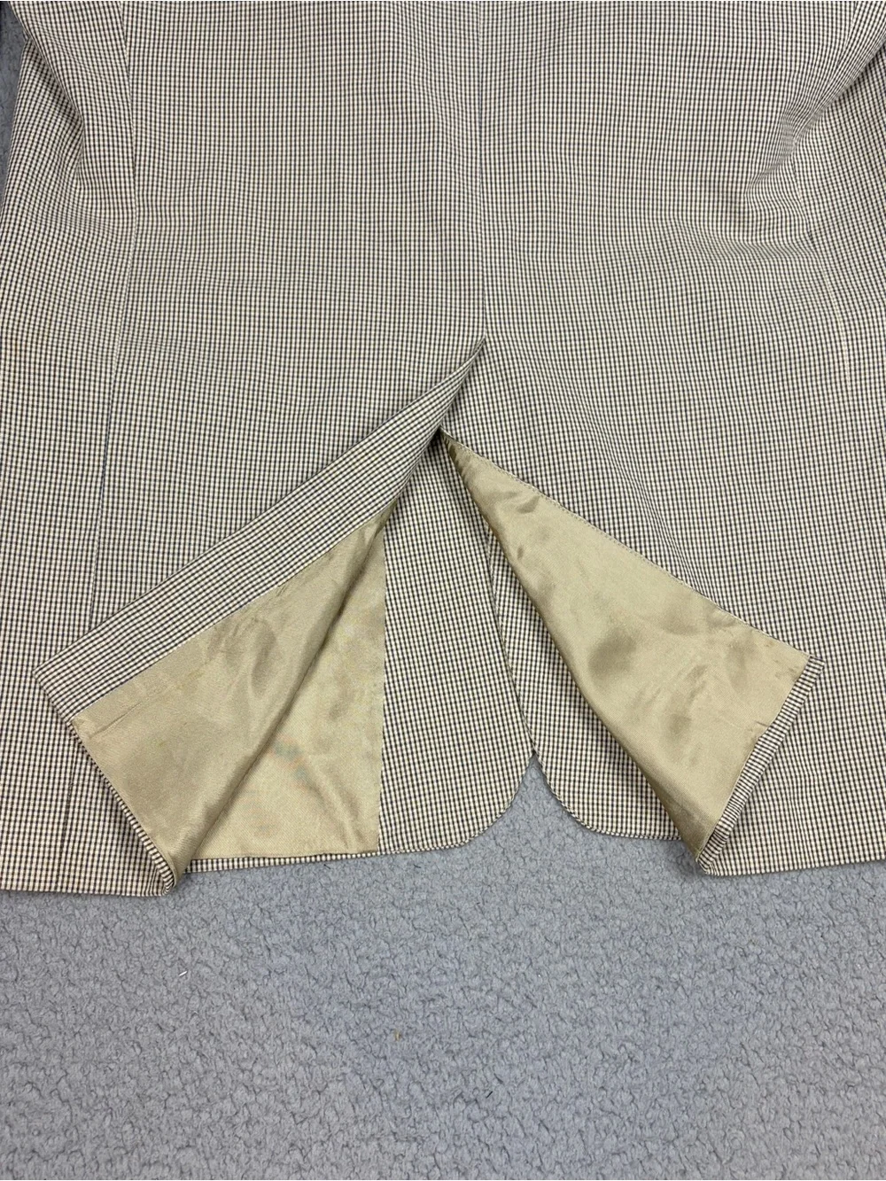 Vtg Brooks Brothers 1818 Blazer Men 43L Beige Silk Linen Wool Gunclub Check USA